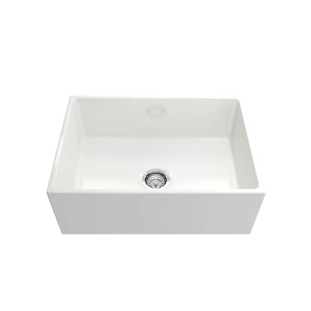 Contempo Apron Front Fireclay 27 in. Single Bowl Kitchen Sink with Protective Bottom Grid and Strainer in White