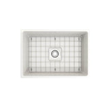 Contempo Apron Front Fireclay 27 in. Single Bowl Kitchen Sink with Protective Bottom Grid and Strainer in White