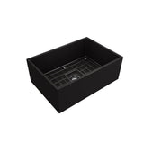 Contempo Apron Front Fireclay 27 in. Single Bowl Kitchen Sink with Protective Bottom Grid and Strainer in White