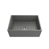 Contempo Apron Front Fireclay 27 in. Single Bowl Kitchen Sink with Protective Bottom Grid and Strainer in White