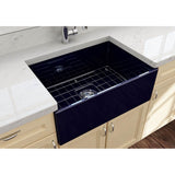 Contempo Apron Front Fireclay 27 in. Single Bowl Kitchen Sink with Protective Bottom Grid and Strainer in White
