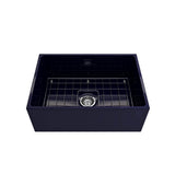 Contempo Apron Front Fireclay 27 in. Single Bowl Kitchen Sink with Protective Bottom Grid and Strainer in White