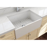Contempo Apron Front Fireclay 27 in. Single Bowl Kitchen Sink with Protective Bottom Grid and Strainer in White