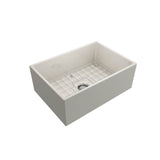 Contempo Apron Front Fireclay 27 in. Single Bowl Kitchen Sink with Protective Bottom Grid and Strainer in White