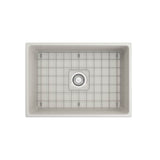 Contempo Apron Front Fireclay 27 in. Single Bowl Kitchen Sink with Protective Bottom Grid and Strainer in White
