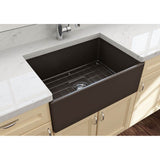 Contempo Apron Front Fireclay 27 in. Single Bowl Kitchen Sink with Protective Bottom Grid and Strainer in White