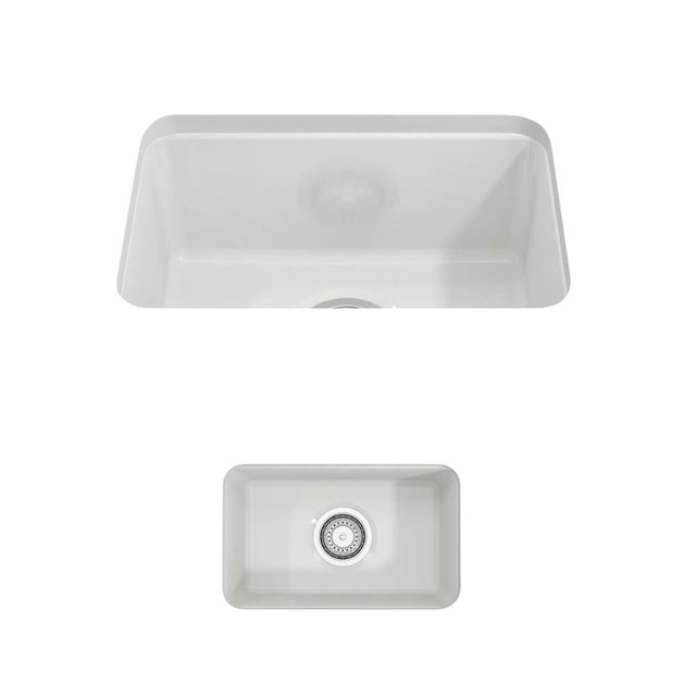 BOCCHI - Sotto Dual-mount Fireclay 12 in. Single Bowl Bar Sink with Strainer in White - White