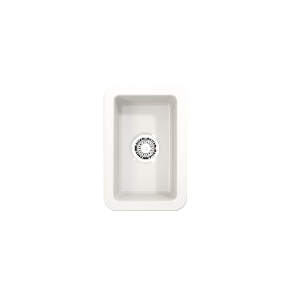 Sotto Dual-mount Fireclay 12 in. Single Bowl Bar Sink with  Strainer in Matte Dark Gray
