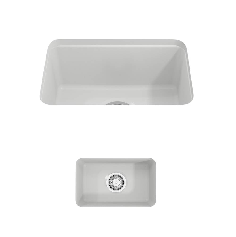 BOCCHI - Sotto Dual-mount Fireclay 12 in. Single Bowl Bar Sink with Strainer in Matte White - Matte White