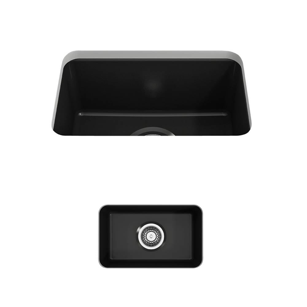 BOCCHI - Sotto Dual-mount Fireclay 12 in. Single Bowl Bar with Strainer in Matte Black - Matte Black