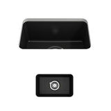 BOCCHI - Sotto Dual-mount Fireclay 12 in. Single Bowl Bar with Strainer in Matte Black - Matte Black