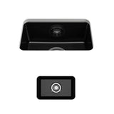 BOCCHI - Sotto Dual-mount Fireclay 12 in. Single Bowl Bar Sink with Strainer in Black - Black