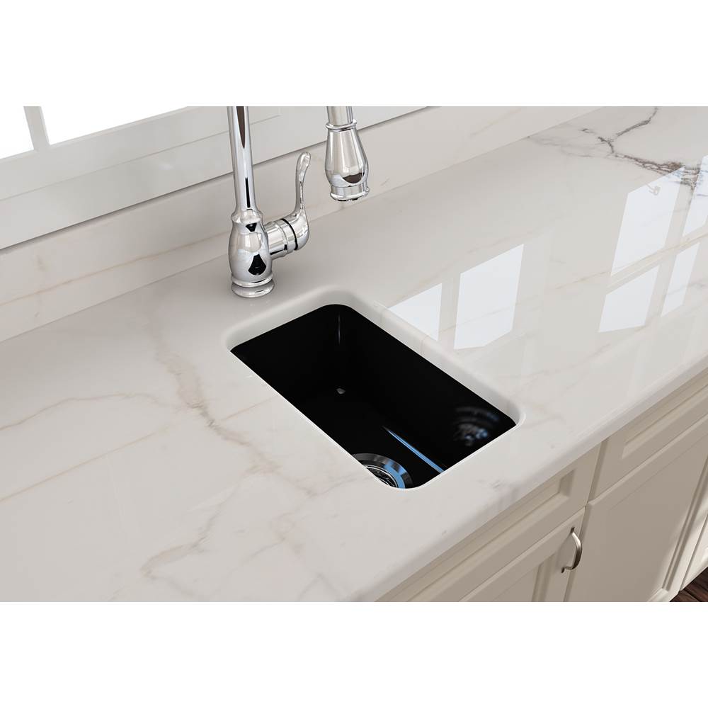 Sotto Dual-mount Fireclay 12 in. Single Bowl Bar Sink with  Strainer in Matte Dark Gray