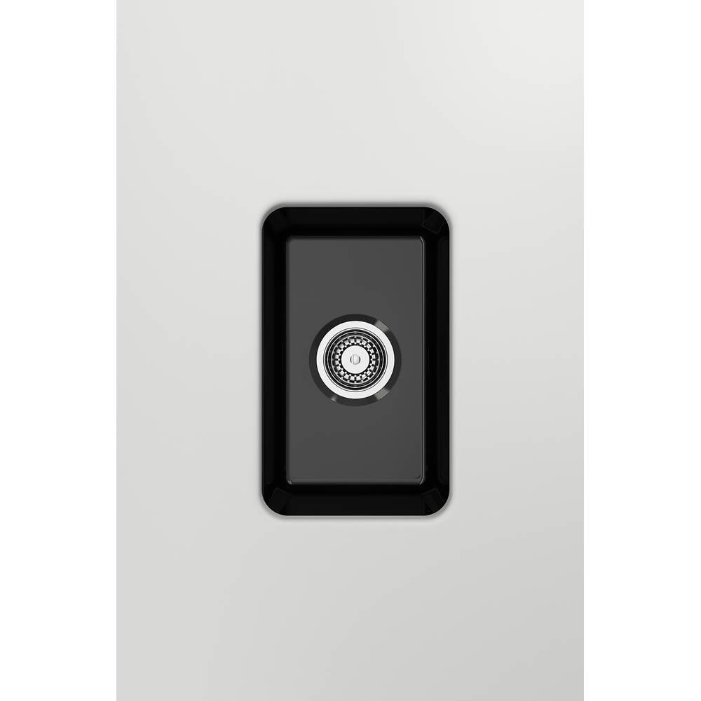 Sotto Dual-mount Fireclay 12 in. Single Bowl Bar Sink with  Strainer in Matte Dark Gray