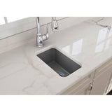 Sotto Dual-mount Fireclay 12 in. Single Bowl Bar Sink with  Strainer in Matte Dark Gray