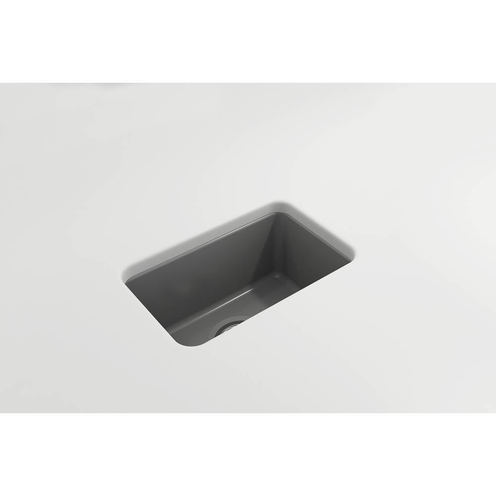 Sotto Dual-mount Fireclay 12 in. Single Bowl Bar Sink with  Strainer in Matte Dark Gray