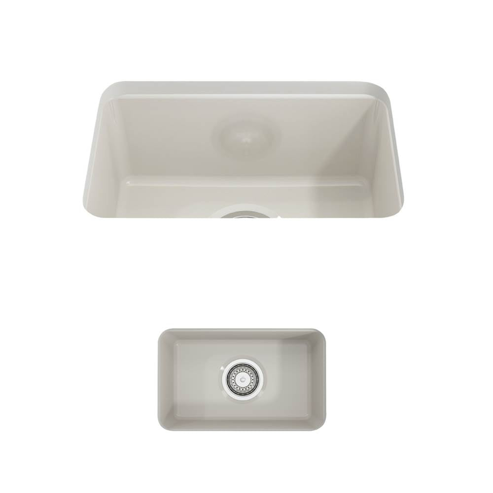 BOCCHI - Sotto Dual-mount Fireclay 12 in. Single Bowl Bar Sink with Strainer in Biscuit - Biscuit