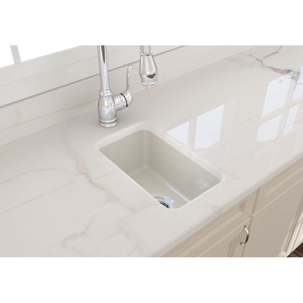 Sotto Dual-mount Fireclay 12 in. Single Bowl Bar Sink with  Strainer in Matte Dark Gray