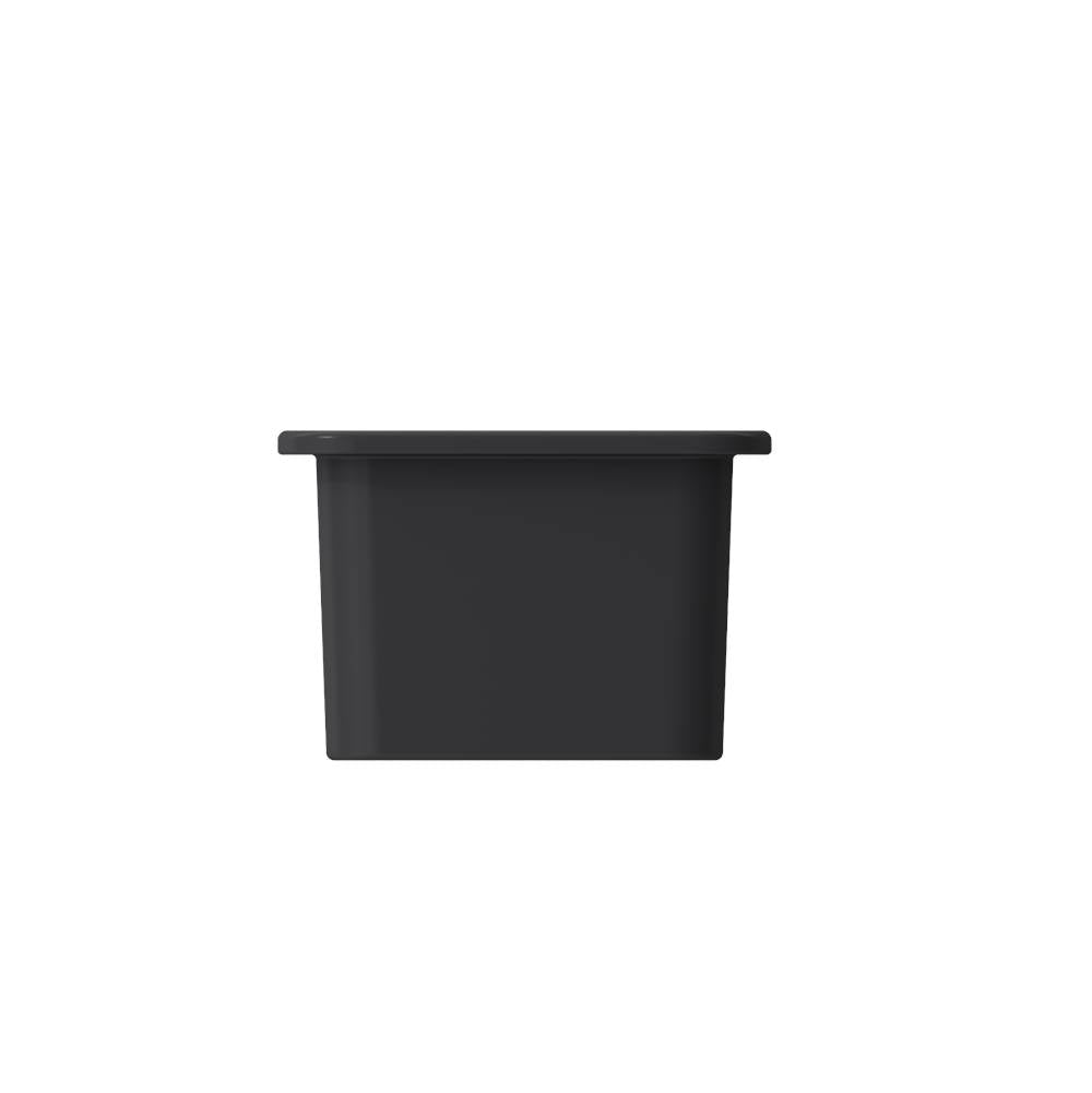 Sotto Dual-mount Fireclay 12 in. Single Bowl Bar Sink with  Strainer in Matte Dark Gray