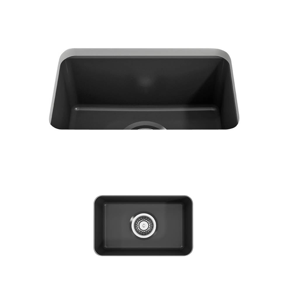 BOCCHI - Sotto Dual-mount Fireclay 12 in. Single Bowl Bar Sink with  Strainer in Matte Dark Gray - Matte Dark Gray