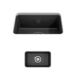 BOCCHI - Sotto Dual-mount Fireclay 12 in. Single Bowl Bar Sink with  Strainer in Matte Dark Gray - Matte Dark Gray