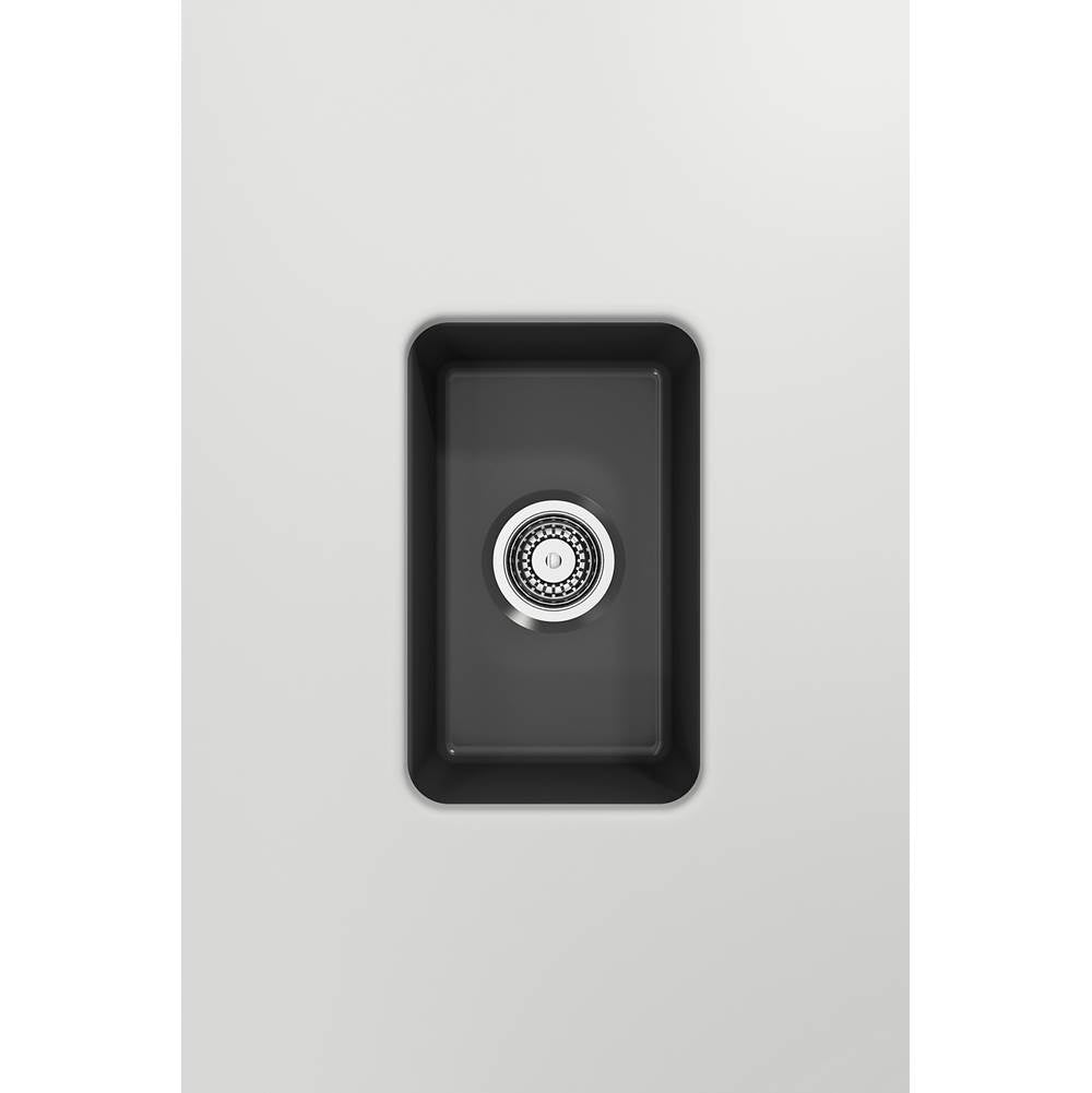 Sotto Dual-mount Fireclay 12 in. Single Bowl Bar Sink with  Strainer in Matte Dark Gray