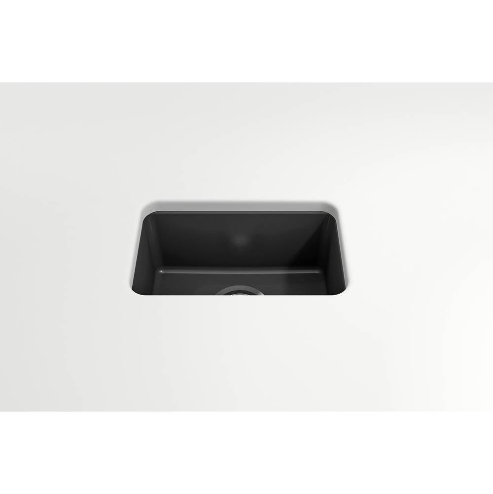 Sotto Dual-mount Fireclay 12 in. Single Bowl Bar Sink with  Strainer in Matte Dark Gray
