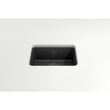 Sotto Dual-mount Fireclay 12 in. Single Bowl Bar Sink with  Strainer in Matte Dark Gray