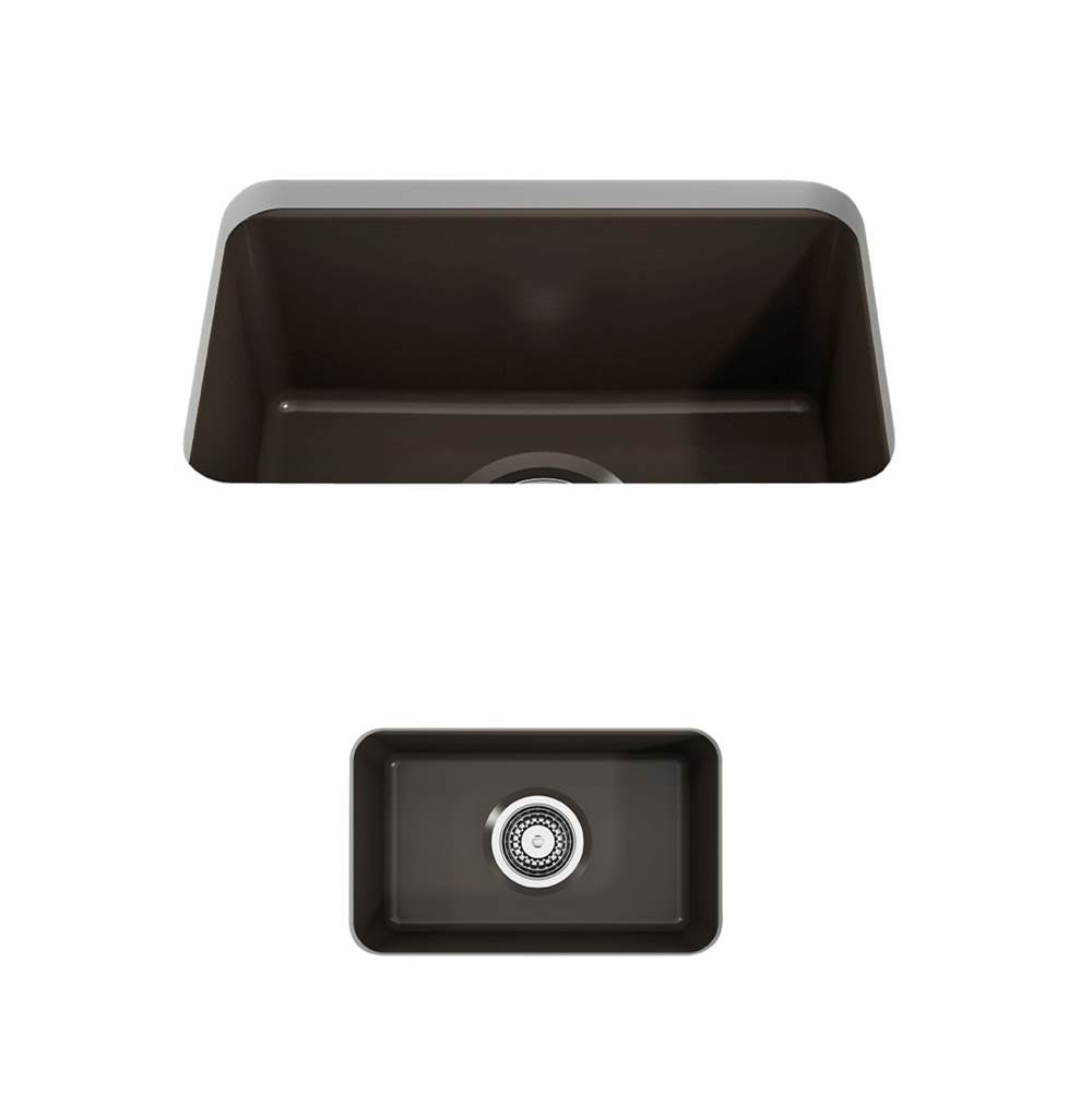 BOCCHI - Sotto Dual-mount Fireclay 12 in. Single Bowl Bar Sink Strainer in Matte Brown - Matte Brown