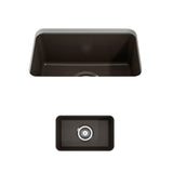 BOCCHI - Sotto Dual-mount Fireclay 12 in. Single Bowl Bar Sink Strainer in Matte Brown - Matte Brown