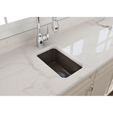 Sotto Dual-mount Fireclay 12 in. Single Bowl Bar Sink with  Strainer in Matte Dark Gray