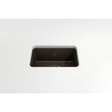 Sotto Dual-mount Fireclay 12 in. Single Bowl Bar Sink with  Strainer in Matte Dark Gray