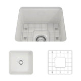 BOCCHI - Sotto Dual-mount Fireclay 18 in. Single Bowl Bar Sink with Protective Bottom Grid and Strainer in White - White