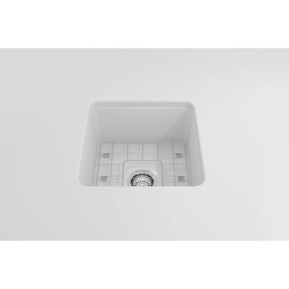 Sotto Dual-mount Fireclay 18 in. Single Bowl Bar Sink with Protective Bottom Grid and Strainer in White
