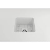 Sotto Dual-mount Fireclay 18 in. Single Bowl Bar Sink with Protective Bottom Grid and Strainer in White