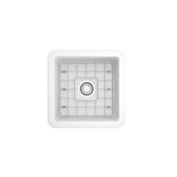 Sotto Dual-mount Fireclay 18 in. Single Bowl Bar Sink with Protective Bottom Grid and Strainer in White