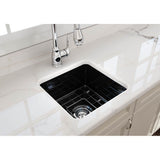 Sotto Dual-mount Fireclay 18 in. Single Bowl Bar Sink with Protective Bottom Grid and Strainer in White