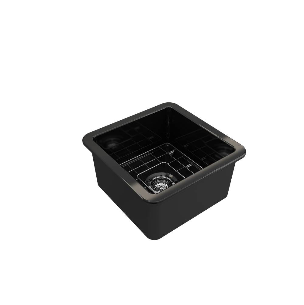 Sotto Dual-mount Fireclay 18 in. Single Bowl Bar Sink with Protective Bottom Grid and Strainer in White