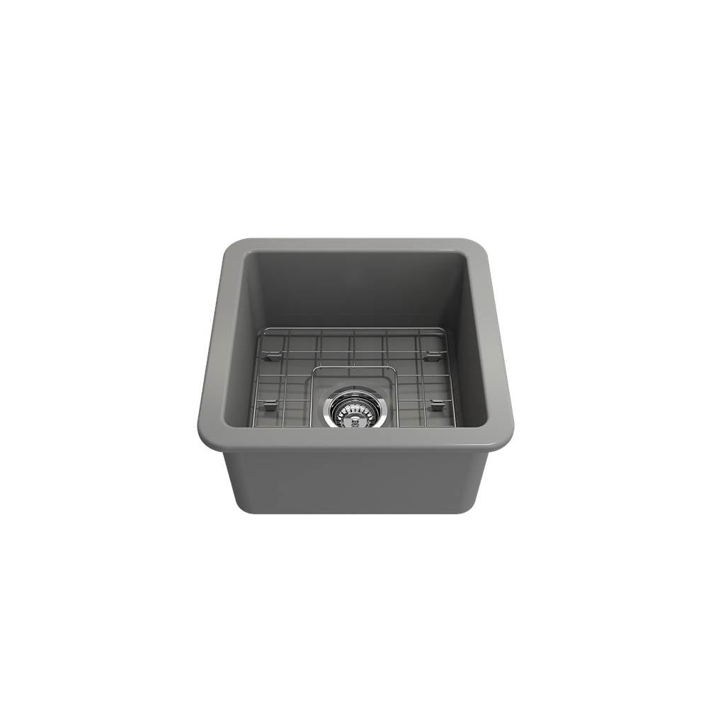 Sotto Dual-mount Fireclay 18 in. Single Bowl Bar Sink with Protective Bottom Grid and Strainer in White