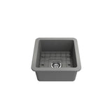 Sotto Dual-mount Fireclay 18 in. Single Bowl Bar Sink with Protective Bottom Grid and Strainer in White