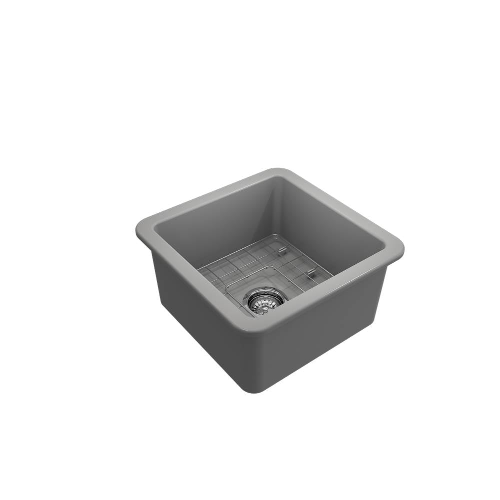 Sotto Dual-mount Fireclay 18 in. Single Bowl Bar Sink with Protective Bottom Grid and Strainer in White