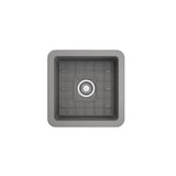 Sotto Dual-mount Fireclay 18 in. Single Bowl Bar Sink with Protective Bottom Grid and Strainer in White
