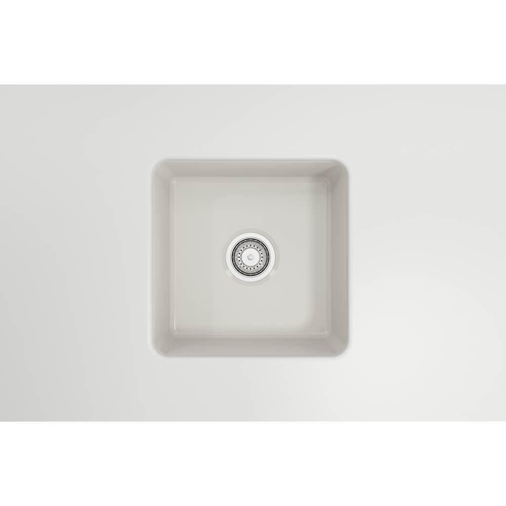 Sotto Dual-mount Fireclay 18 in. Single Bowl Bar Sink with Protective Bottom Grid and Strainer in White