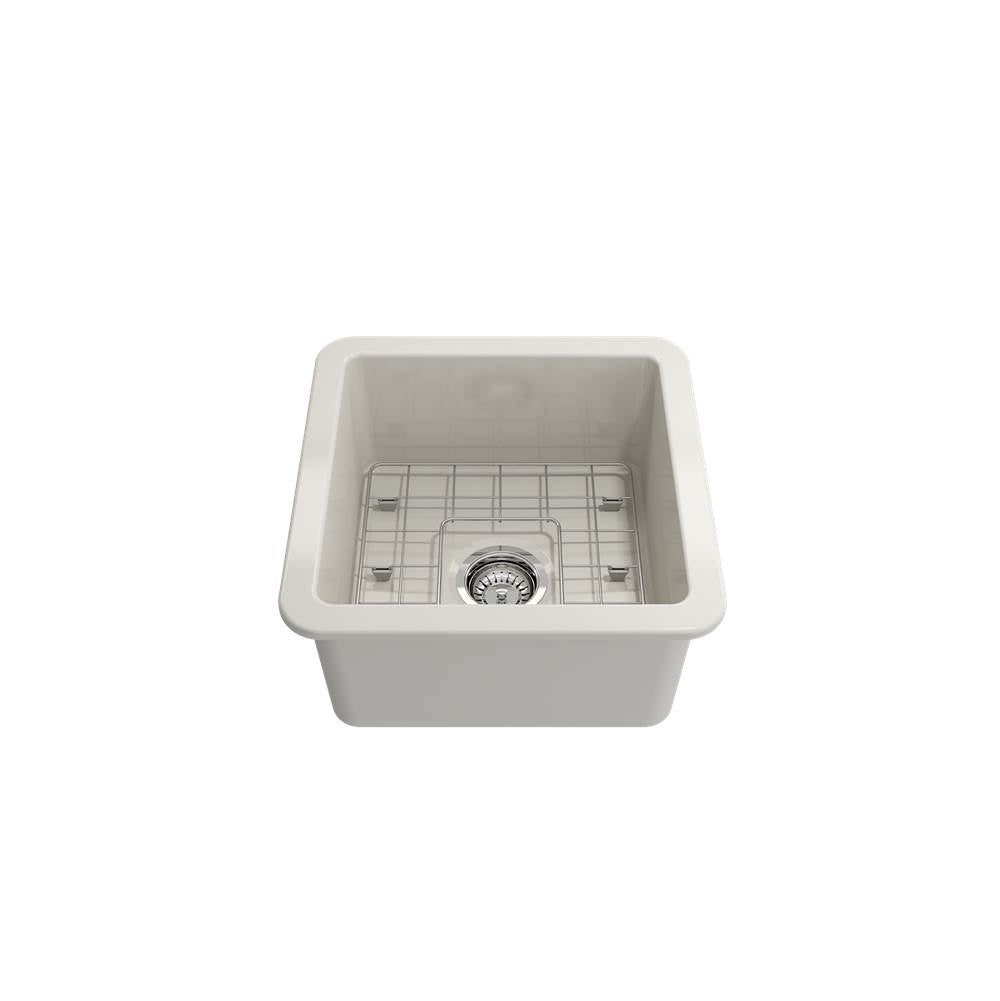 Sotto Dual-mount Fireclay 18 in. Single Bowl Bar Sink with Protective Bottom Grid and Strainer in White