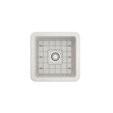 Sotto Dual-mount Fireclay 18 in. Single Bowl Bar Sink with Protective Bottom Grid and Strainer in White