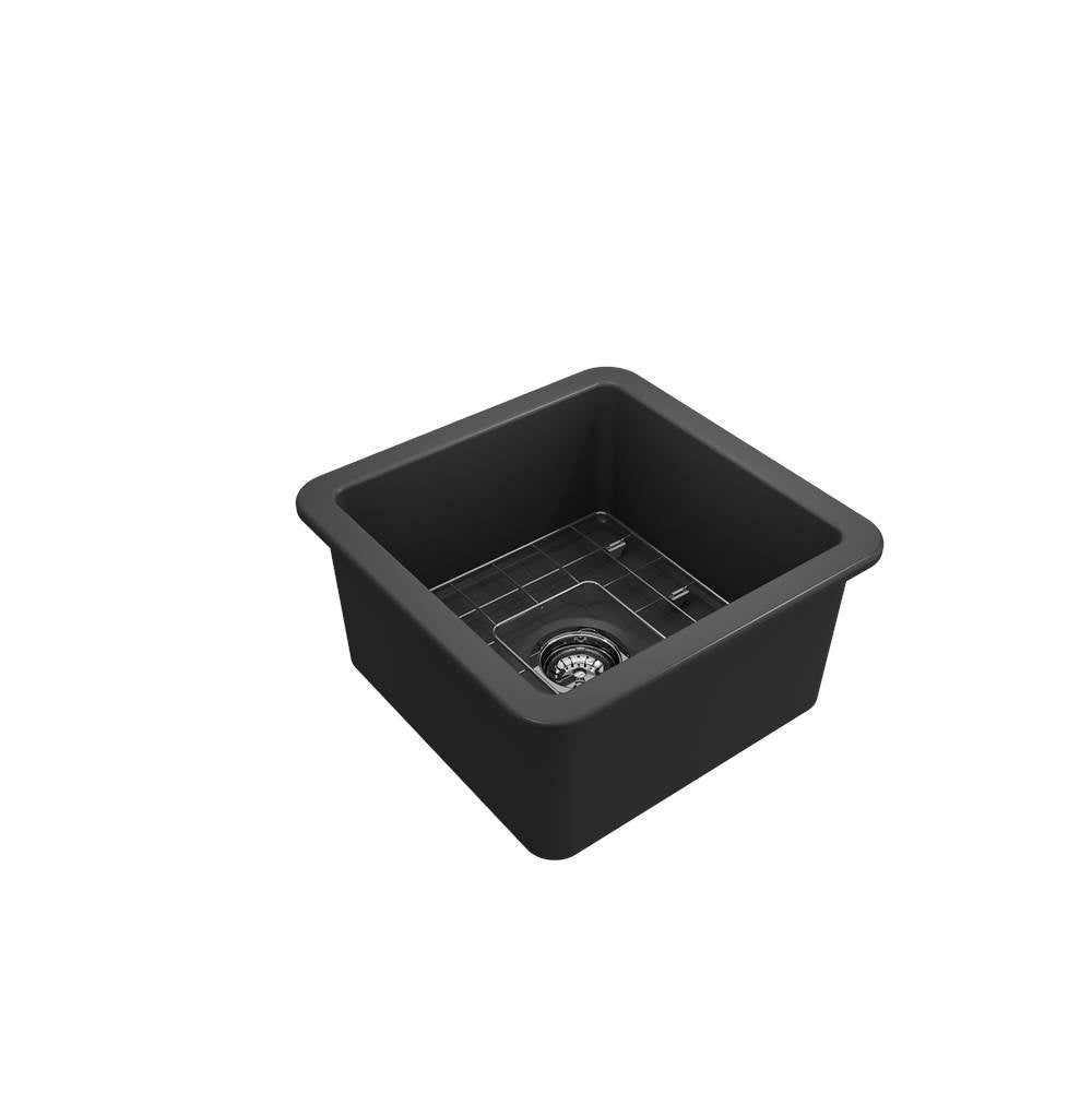 Sotto Dual-mount Fireclay 18 in. Single Bowl Bar Sink with Protective Bottom Grid and Strainer in White