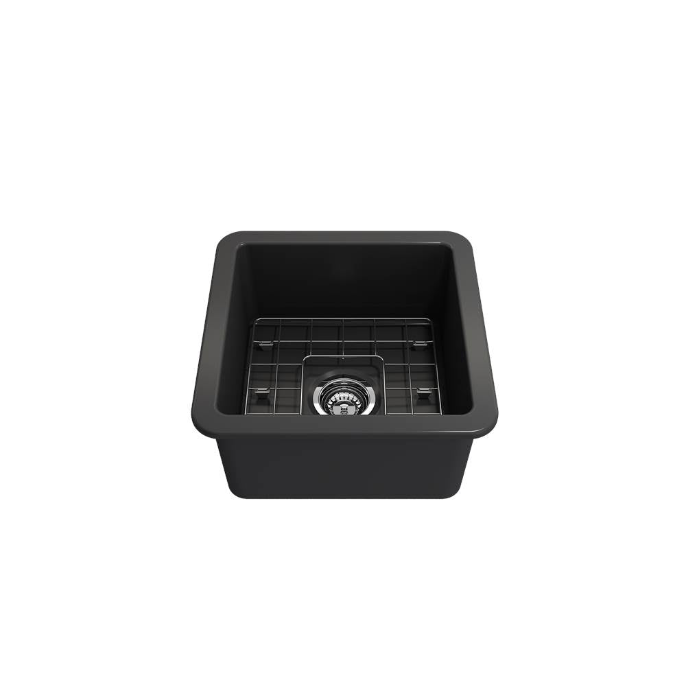 Sotto Dual-mount Fireclay 18 in. Single Bowl Bar Sink with Protective Bottom Grid and Strainer in White
