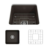 BOCCHI - Sotto Dual-mount Fireclay 18 in. Single Bowl Bar Sink with Protective Bottom Grid and Strainer in Matte Brown - Matte Brown