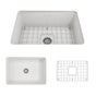 BOCCHI - Sotto Dual-mount Fireclay 27 in. Single Bowl Kitchen Sink with Protective Bottom Grid and Strainer in White - White