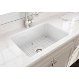 Sotto Dual-mount Fireclay 27 in. Single Bowl Kitchen Sink with Protective Bottom Grid and Strainer in White